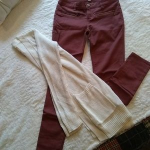 Fall Cardigan & Rust Colored Skinny Pant